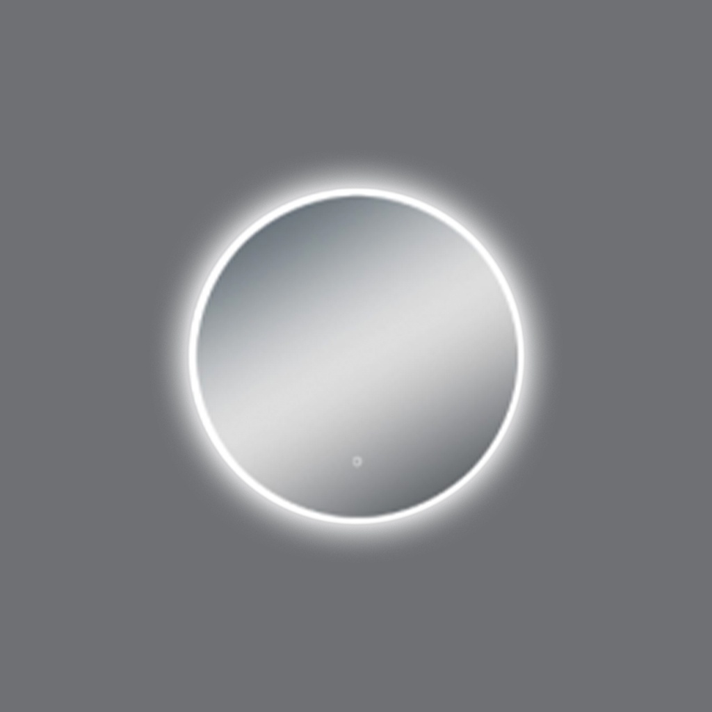 [41224] 600mm Round 3 Color Lighting Acrylic LED Mirror Touch Sensor Switch Defogger Pad Wall Mounted