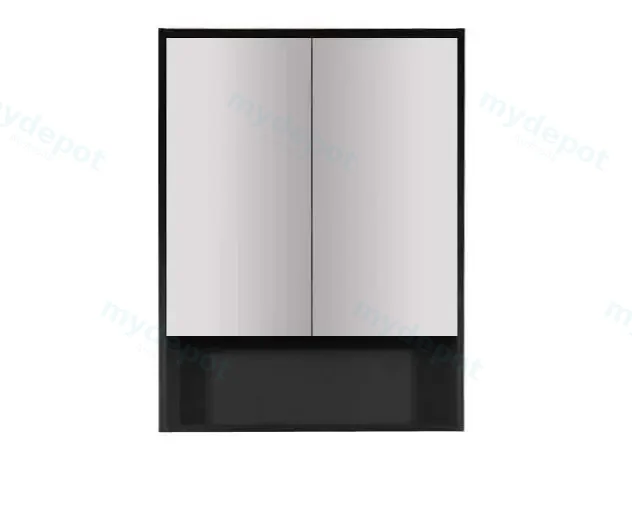 600x150x780mm Hera Black Oak MDF Shaving Cabinet With Two Doors Two Fixed Shelves