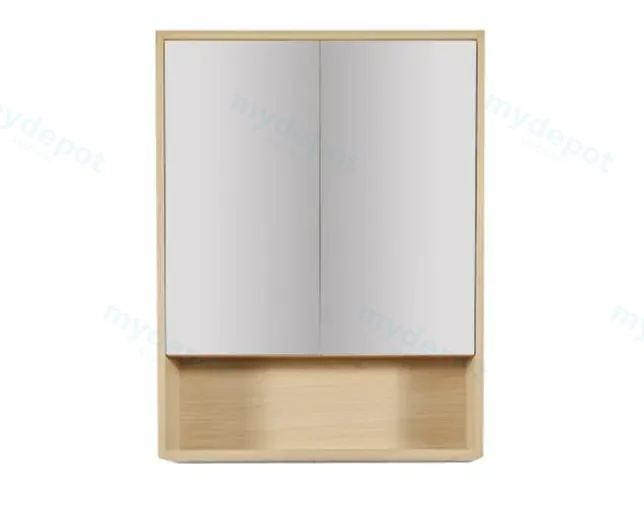 600x150x780mm Hera Tas Oak MDF Shaving Cabinet With Two Doors Two Fixed Shelves