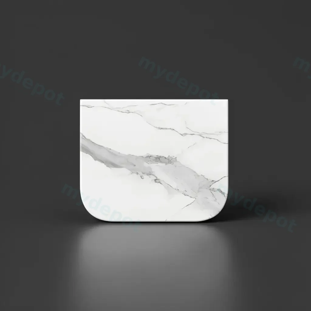 600x503x15mm White Marble Look Sintered Stone Top Matte Finish Rounded Corner Benchtop