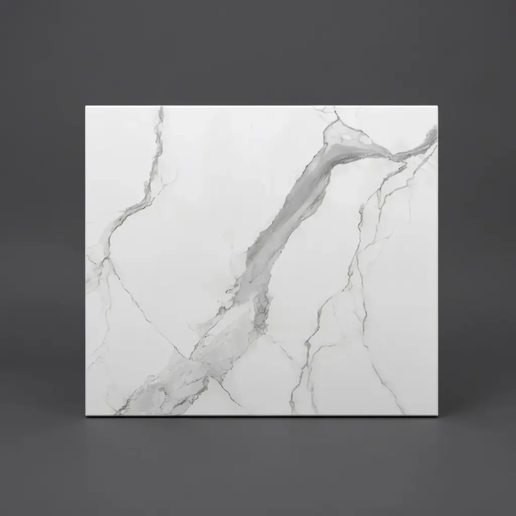 [90169/K65ST-WM] 600mm White Marble Look Sintered Stone Top Matte Finish Benchtop