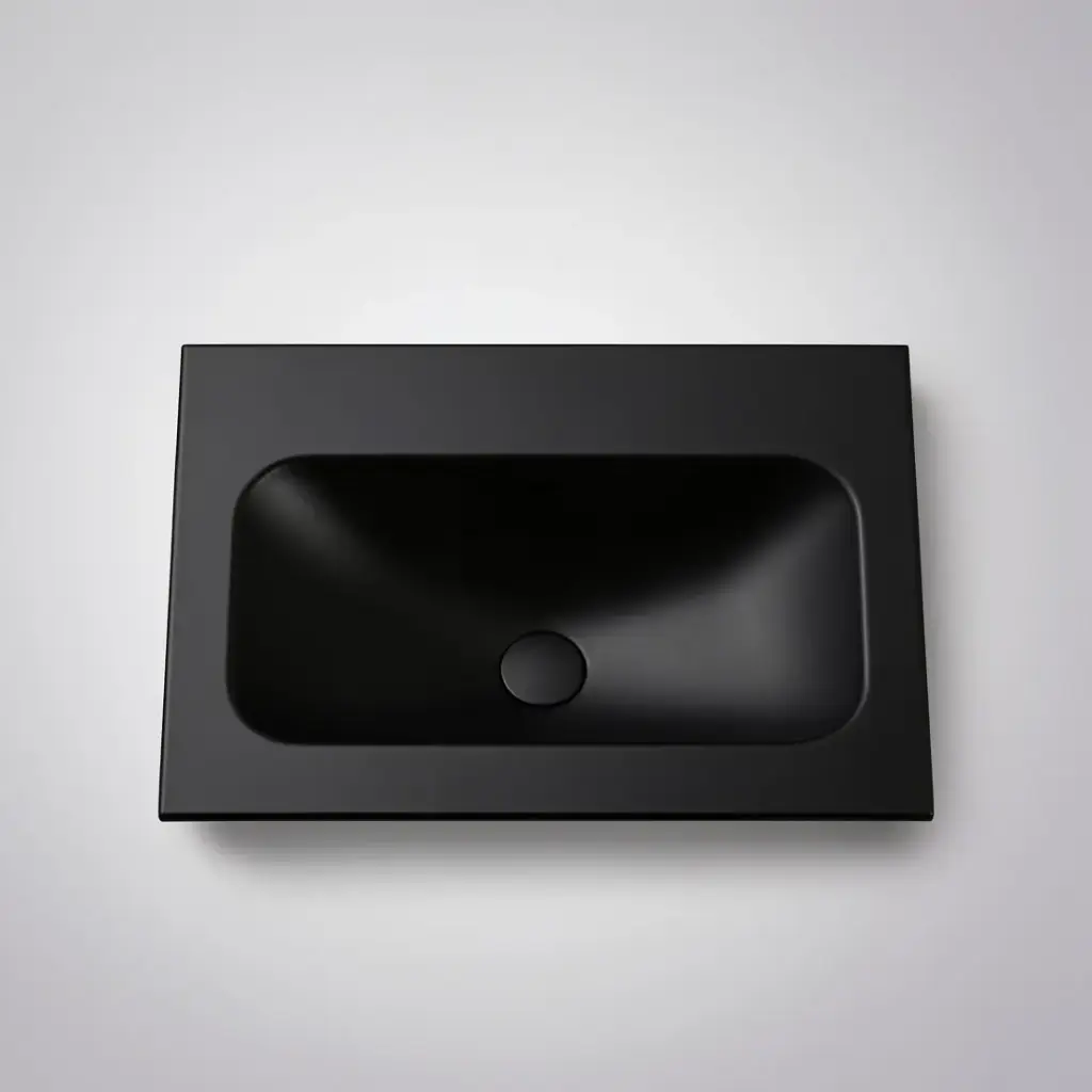 [56080] 605X465X145 Matte Black Chasey Solid Surface Stone Basin