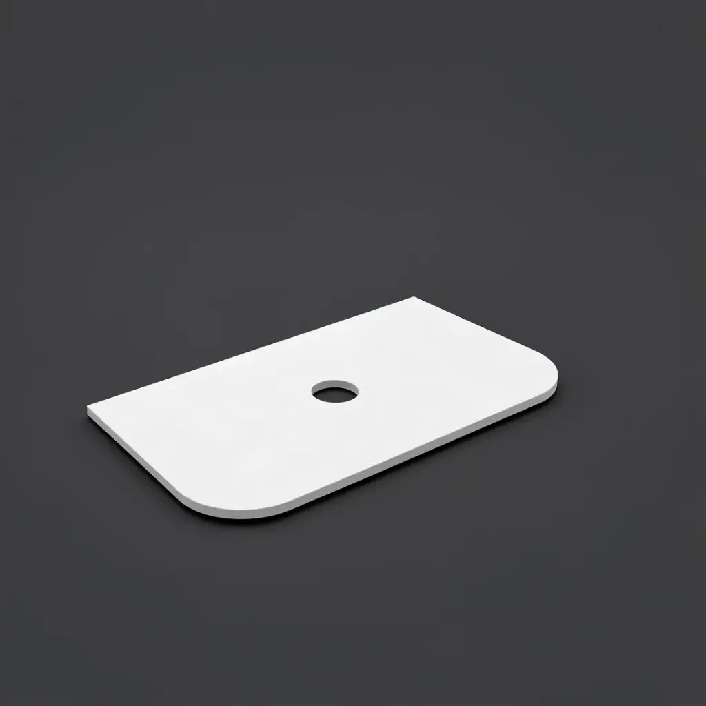 605X505X12mm Matte White Solid Surface Plain Slab Curve Stone Top