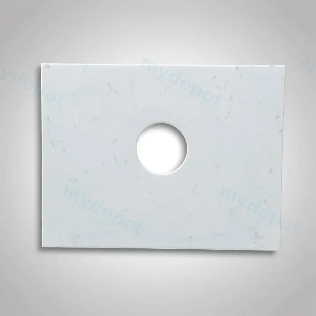 [50697] 605x465x15mm Carrara White Zero Silica Quartz Square Corner Stone Top