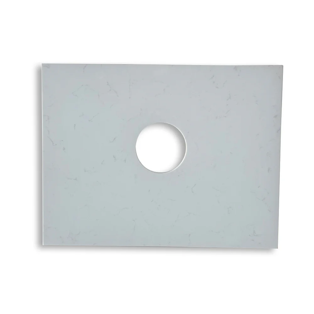 605x465x15mm Carrara White Zero Silica Quartz Square Corner Stone Top