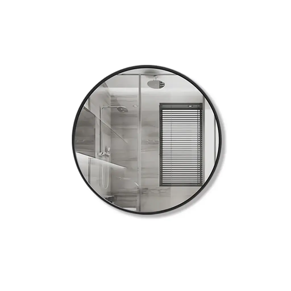 [85018/PM700MB] 700mm Pencil Edge Round Plain Mirror Matte Black Framed