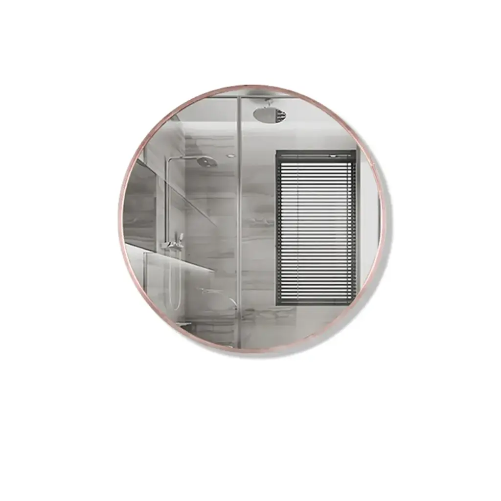 700mm Pencil Edge Round Plain Mirror Rose Gold Framed