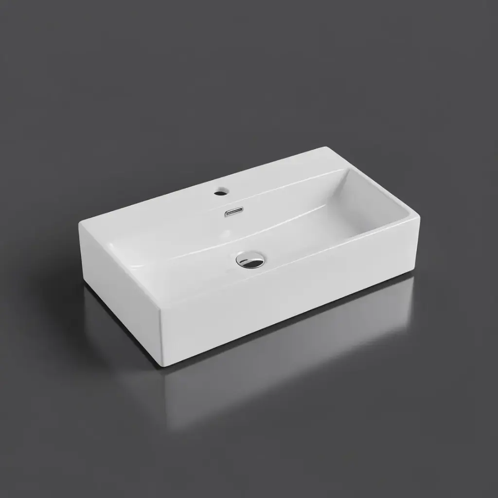 [50087] 720*380*155mm Wall Hung Rectangular Basin With Mixer Hole