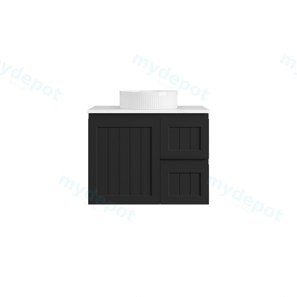 740*360*560mm Matte Black Archill Federation Wall Hung Ensuite PVC Cabinet Right Hand Drawer