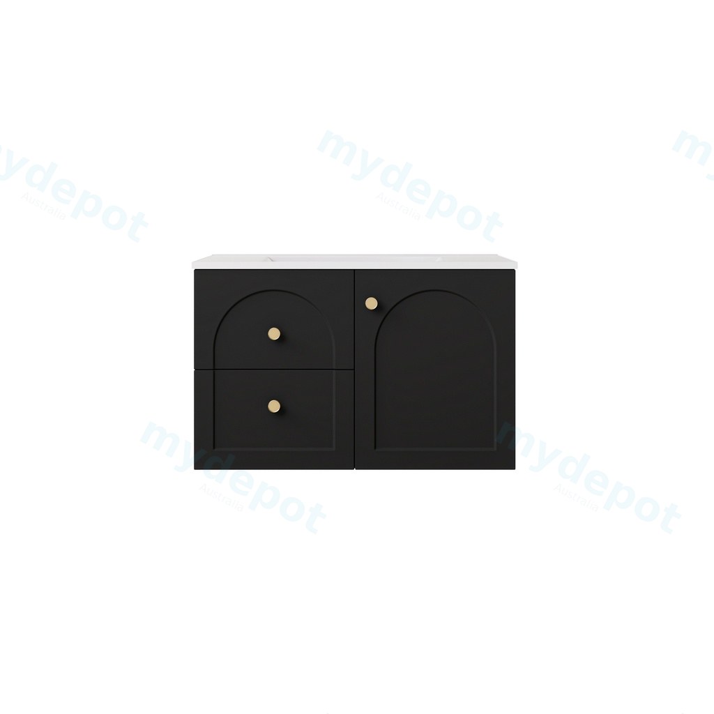 740*455*470mm Matte Black Chester Federation Wall Hung PVC Cabinet,Left Hand Drawers