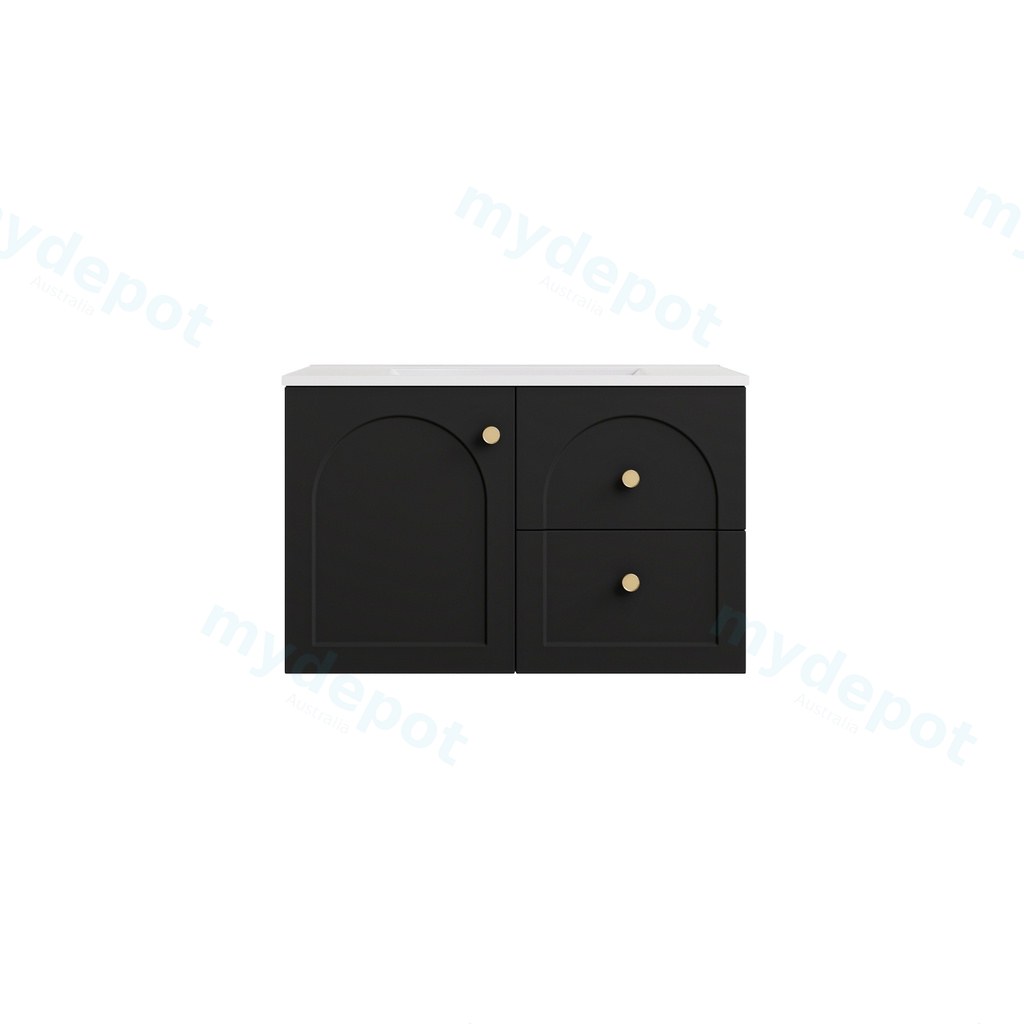 740*455*470mm Matte Black Chester Federation Wall Hung PVC Cabinet,Right Hand Drawers
