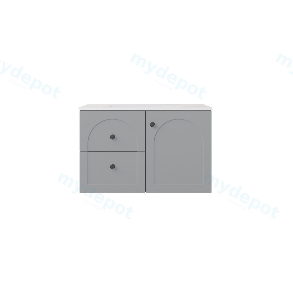 740*455*470mm Matte Grey Chester Federation Wall Hung PVC Cabinet,Left Hand Drawers