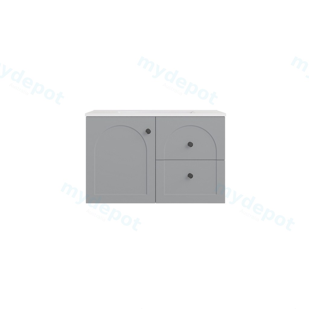 740*455*470mm Matte Grey Chester Federation Wall Hung PVC Cabinet,Right Hand Drawers