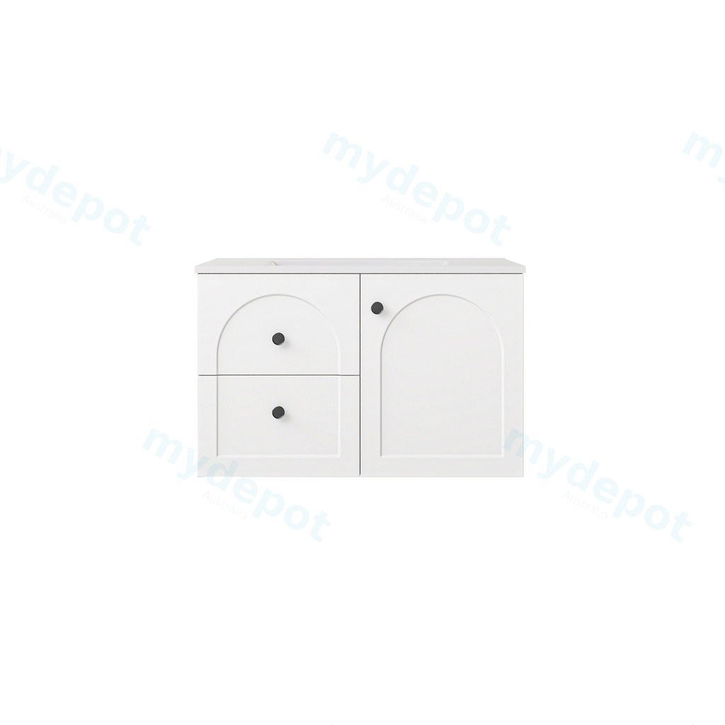 740*455*470mm Matte White Chester Federation Wall Hung PVC Cabinet,Left Hand Drawers