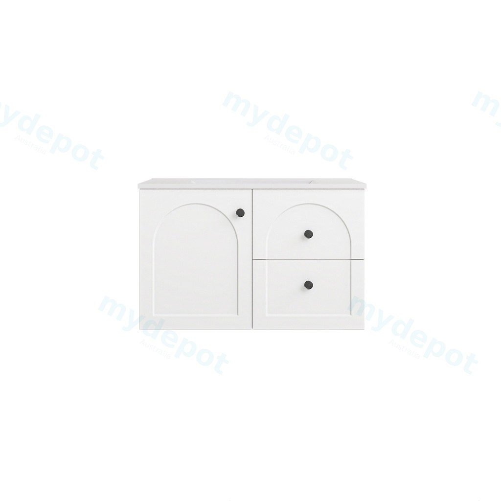 740*455*470mm Matte White Chester Federation Wall Hung PVC Cabinet,Right Hand Drawers