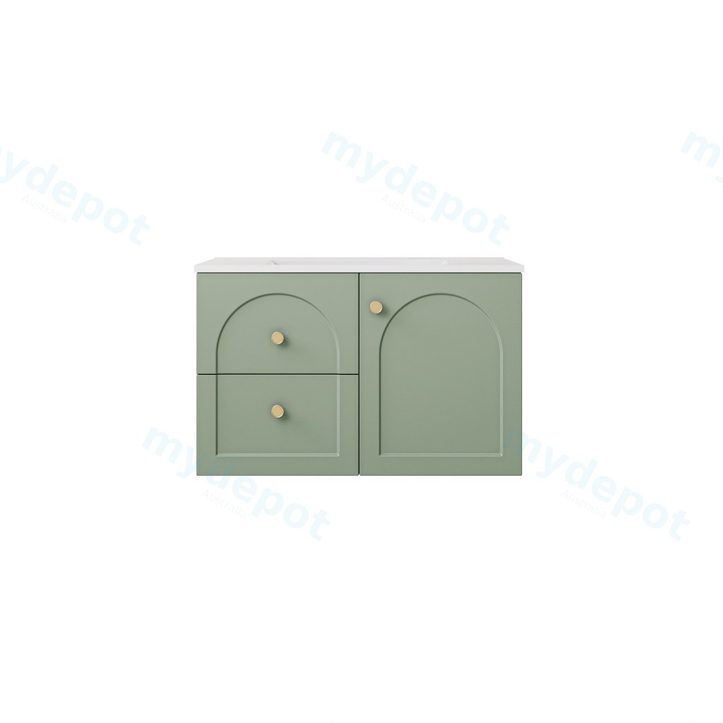 740*455*470mm Olive Green Chester Federation Wall Hung PVC Cabinet,Left Hand Drawers