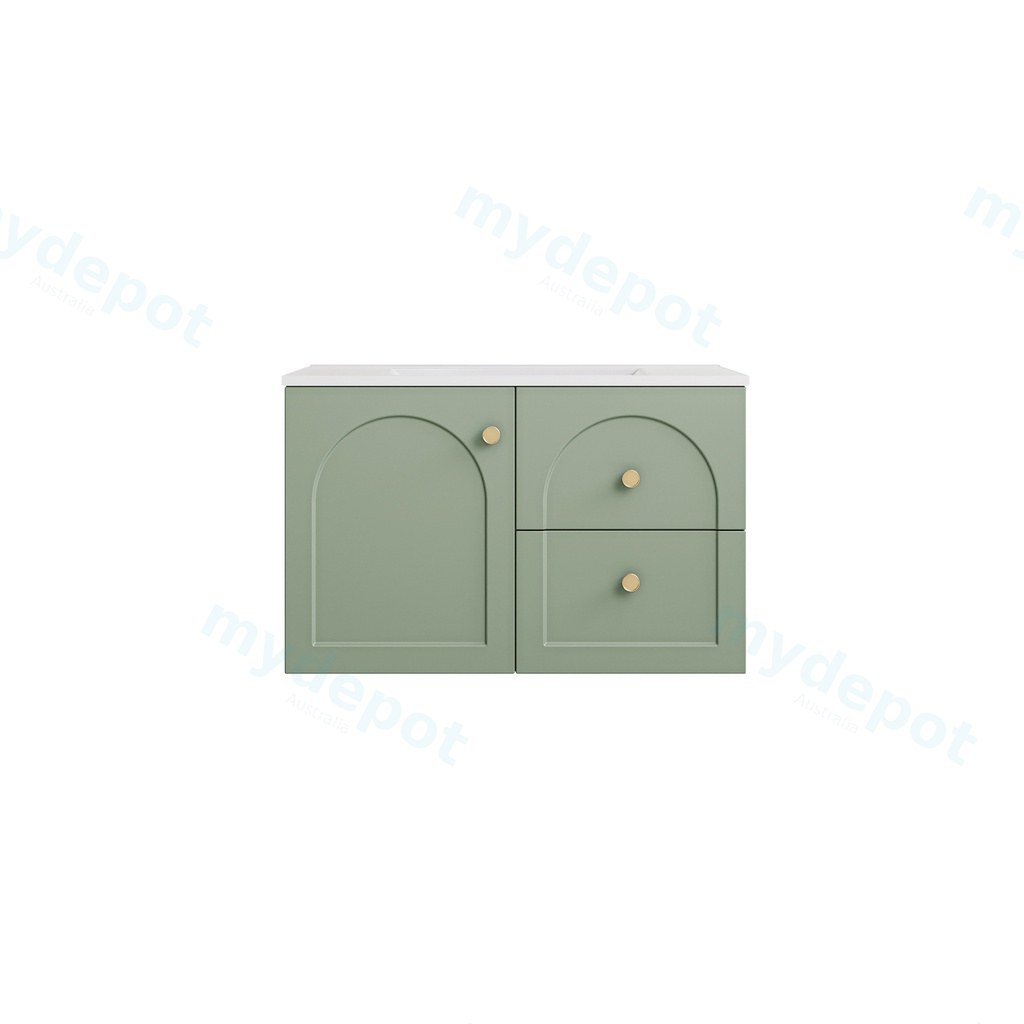 740*455*470mm Olive Green Chester Federation Wall Hung PVC Cabinet,Right Hand Drawers