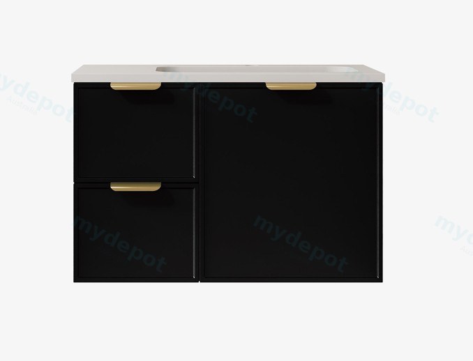 740*455*560mm Matte Black Madura Federation Wall Hung PVC Cabinet,Left Hand Drawers