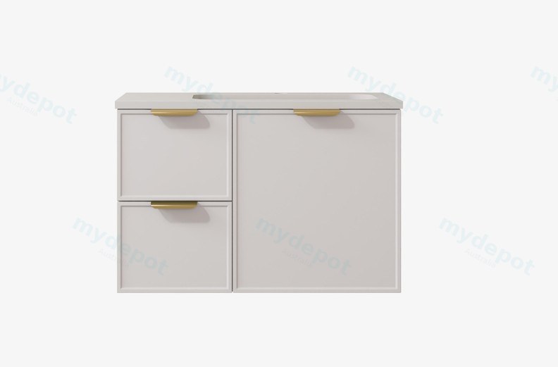 740*455*560mm Matte White Madura Federation Wall Hung PVC Cabinet,Left Hand Drawers