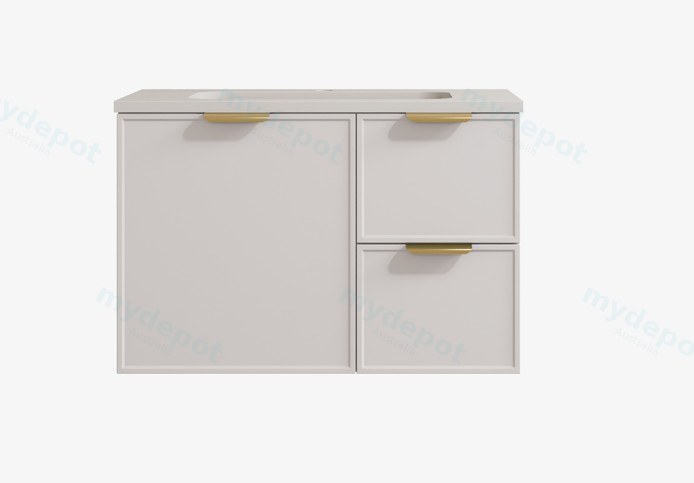 740*455*560mm Matte White Madura Federation Wall Hung PVC Cabinet,Right Hand Drawers