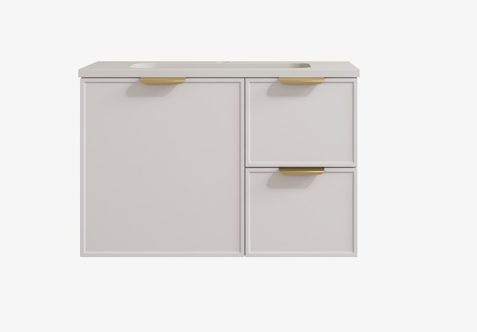 [56454] 740*455*560mm Matte White Madura Federation Wall Hung PVC Cabinet,Right Hand Drawers