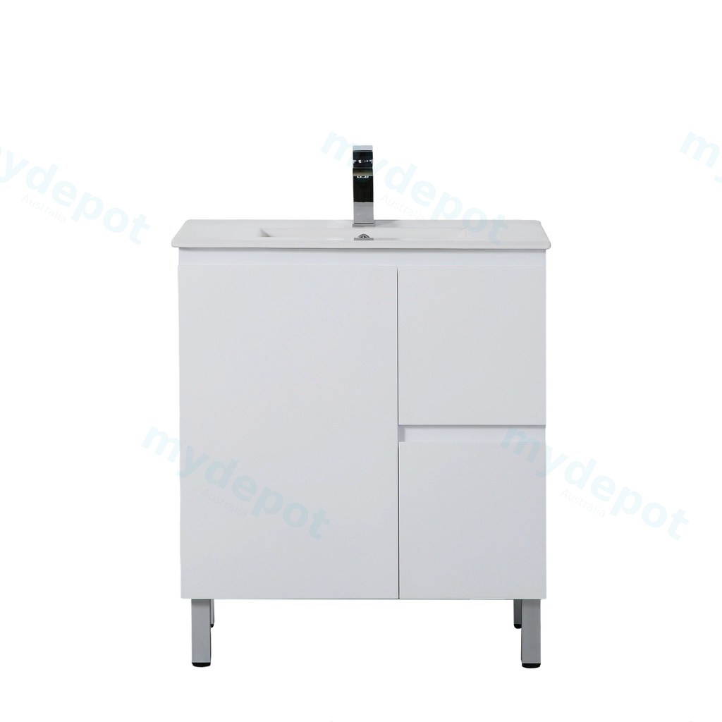740*455*860mm Gloss White Alpha Free Standing PVC Vanity,Right Hand Drawers