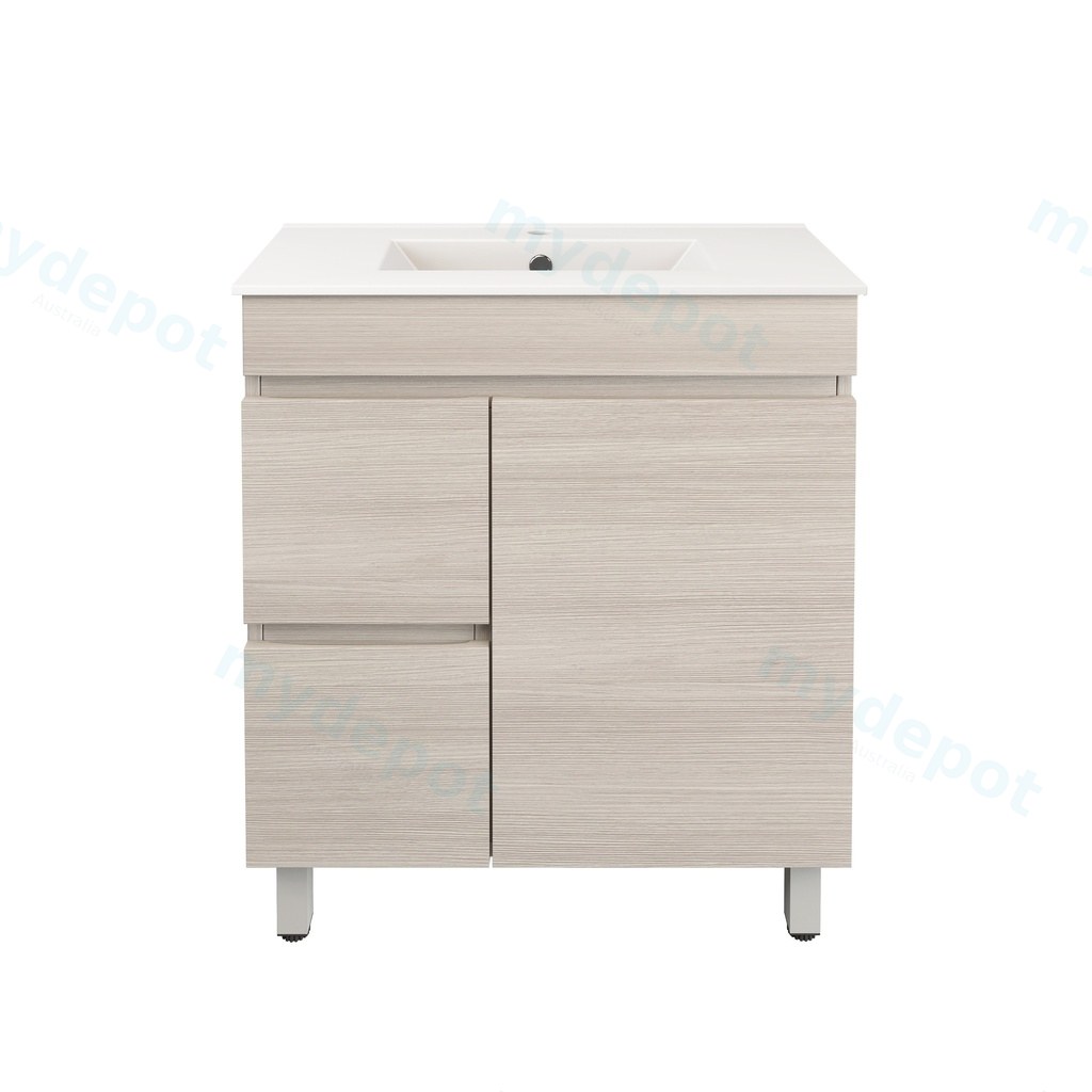 740X355X710mm Camden Modern Free Standing Cabinet Coastal Oak,Soft Closing Finger Pull Door,Left Hand Drawers