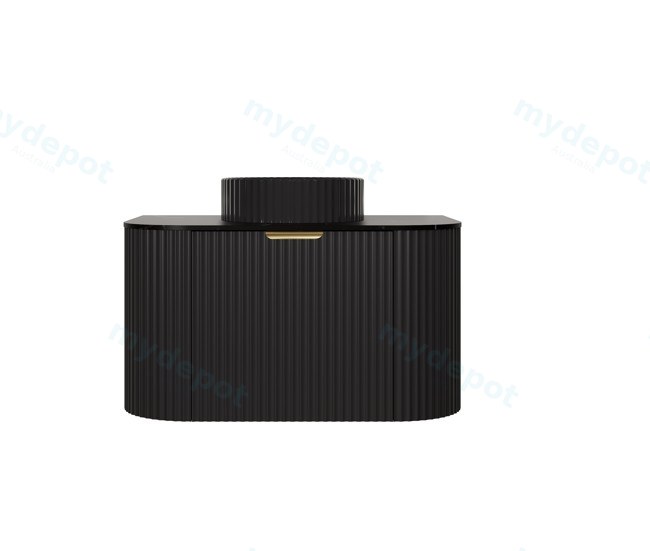 740X455X400mm Matte Black Agena Modern Fluted Wall Hung Vanity PVC Cabinet