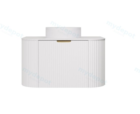 [56530] 740X455X470mm Matte White Agena Modern Fluted Wall Hung Vanity PVC Cabinet