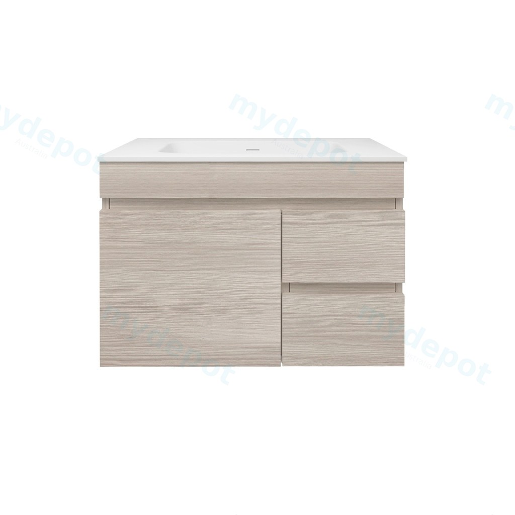740X455X500mm Camden Mordern Wall Hung Cabinet Coastal Oak,Soft Closing Finger Pull Door,Right Hand Drawers