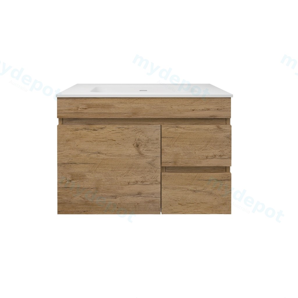740X455X500mm Camden Mordern Wall Hung Cabinet Prime Oak,Soft Closing Finger Pull Door,Right Hand Drawers