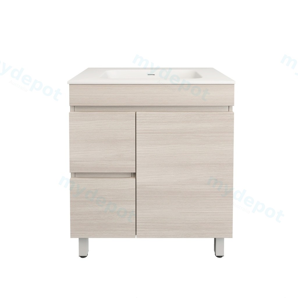 740X455X710mm Camden Modern Free Standing Cabinet Coastal Oak,Soft Closing Finger Pull Door,Left Hand Drawers