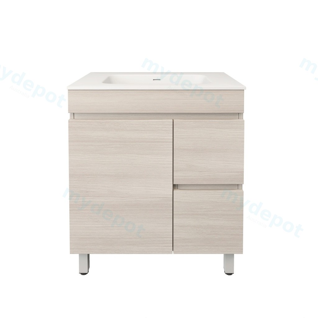 740X455X710mm Camden Modern Free Standing Cabinet Coastal Oak,Soft Closing Finger Pull Door,Right Hand Drawers