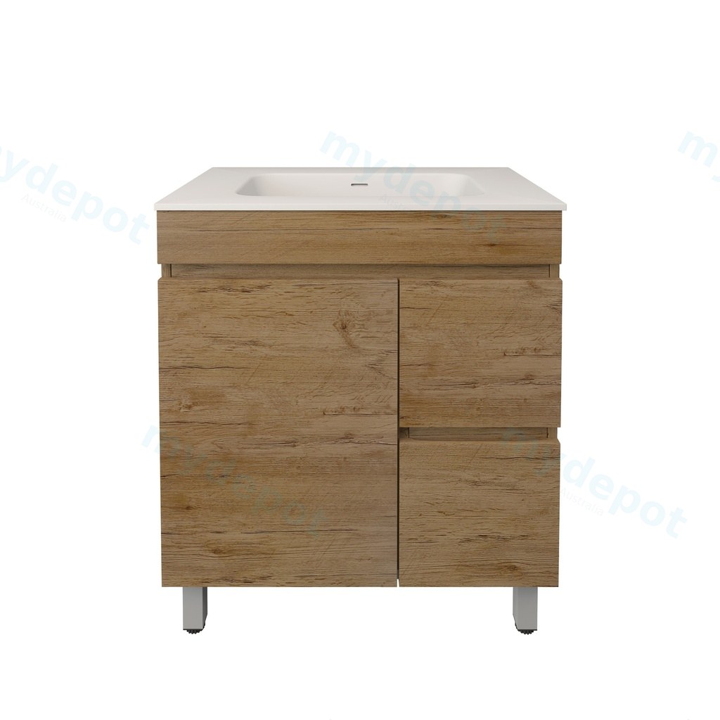 740X455X710mm Camden Modern Free Standing Cabinet Prime Oak,Soft Closing Finger Pull Door,Right Hand Drawers
