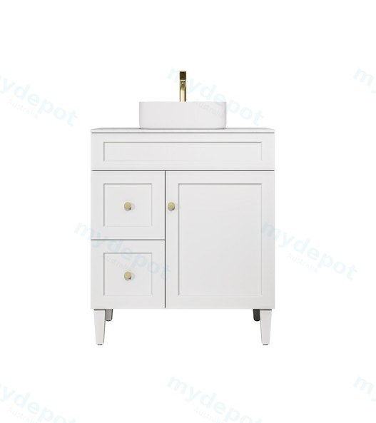 740X455X860mm Matte White Harold Federation Free Standing PVC Cabinet,Left Hand Drawers