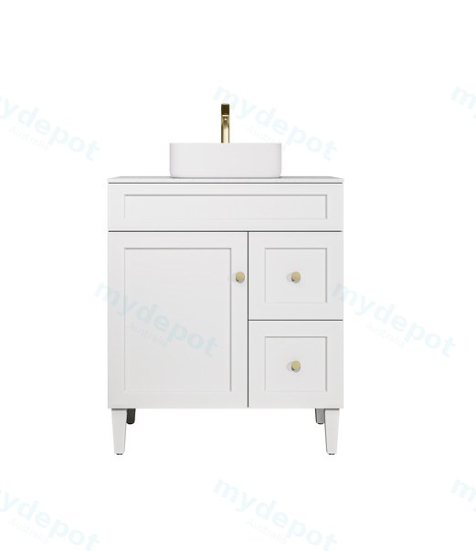 740X455X860mm Matte White Harold Federation Free Standing PVC Cabinet,Right Hand Drawers