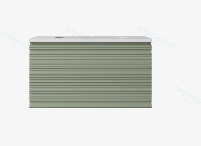 740x455x400mm Olive Green Sedona Modern Fluted Wall Hung PVC Cabinet,Left Hand Drawers