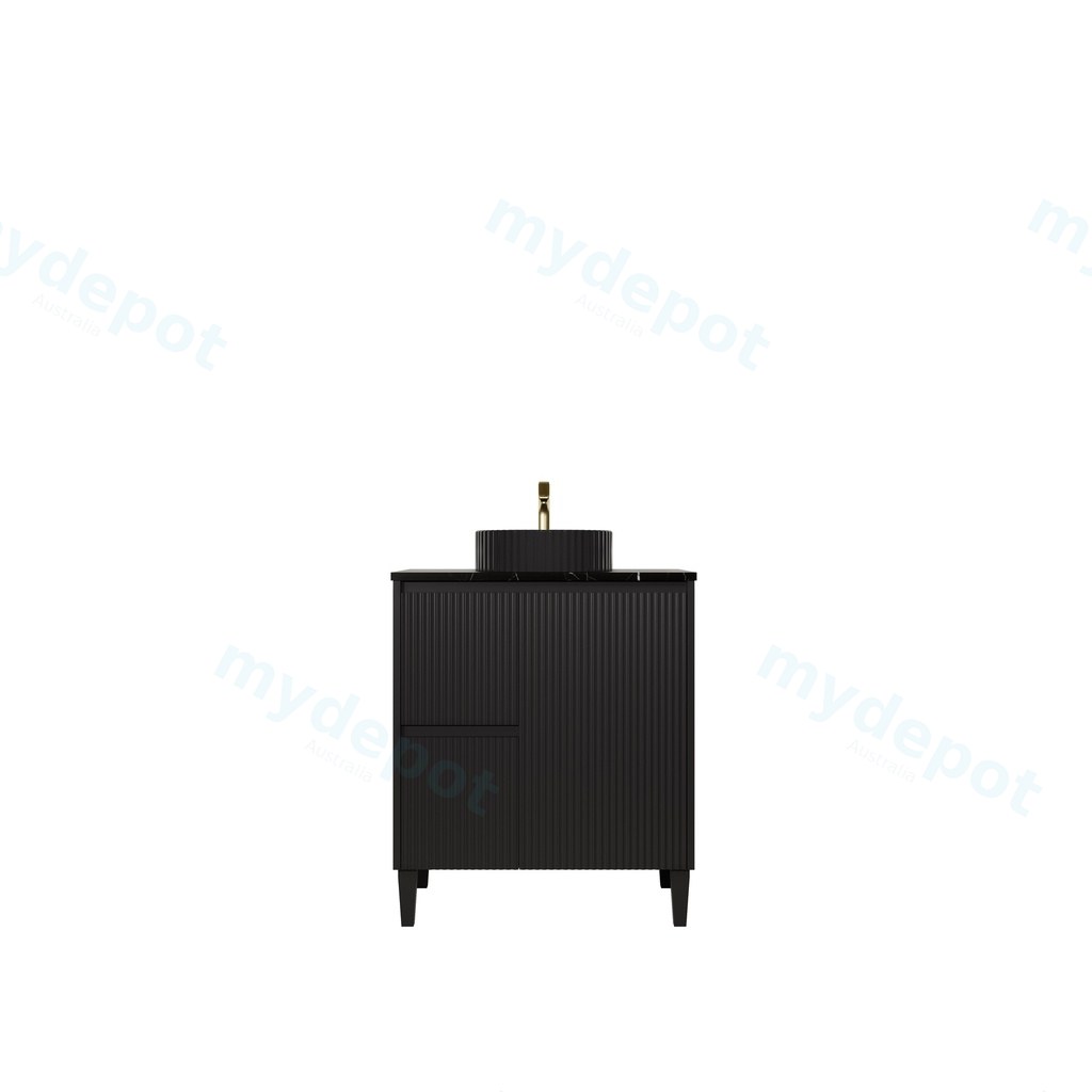 740x455x860mm Matte Black Crete Modern Free Standing Vanity,Left Hand Drawers