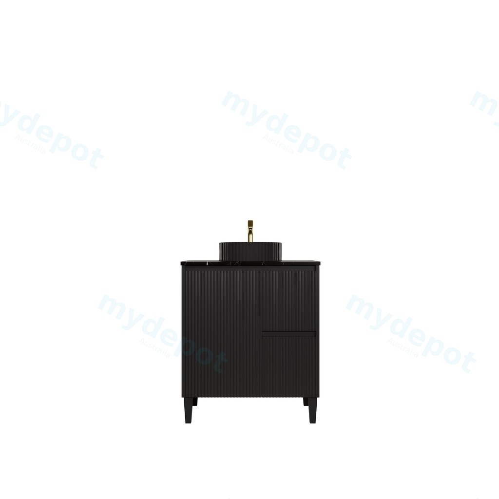 740x455x860mm Matte Black Crete Modern Free Standing Vanity,Right Hand Drawers