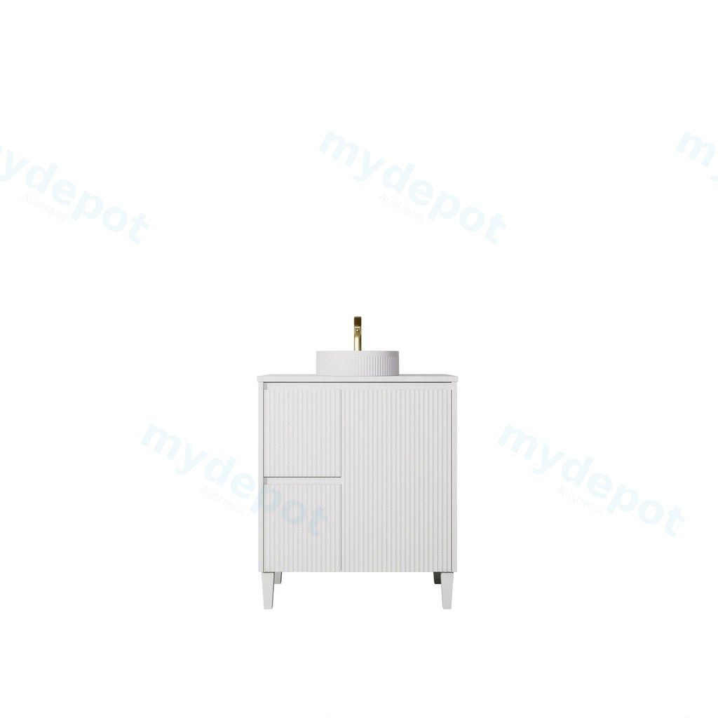 740x455x860mm Matte White Crete Modern Free Standing Vanity,Left Hand Drawers