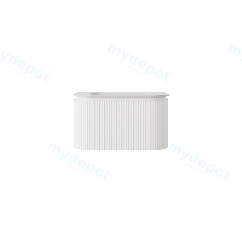 740x495x400mm Matte White Estella Modern Wall Hung Vanity PVC Cabinet Two Middle Drawer Plus Two Side Drawers Soft Closing Drawers