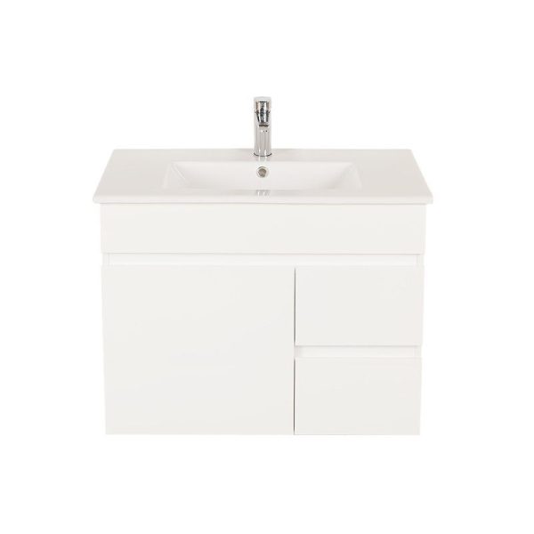 [50500] 750*450*560mm Wall Hung Gloss White PVC Vanity Cabinet Only Right Drawer