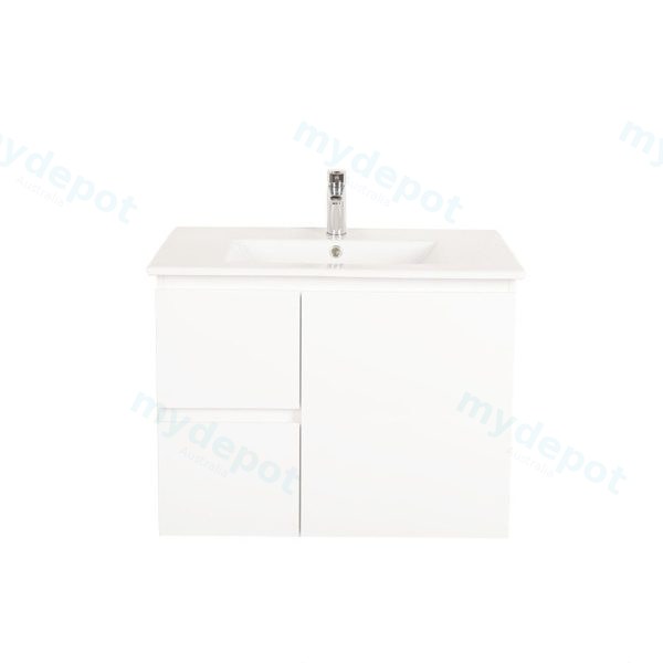 750*450*560mm Wall Hung Gloss White Vanity Left Drawer With Ceramic Top