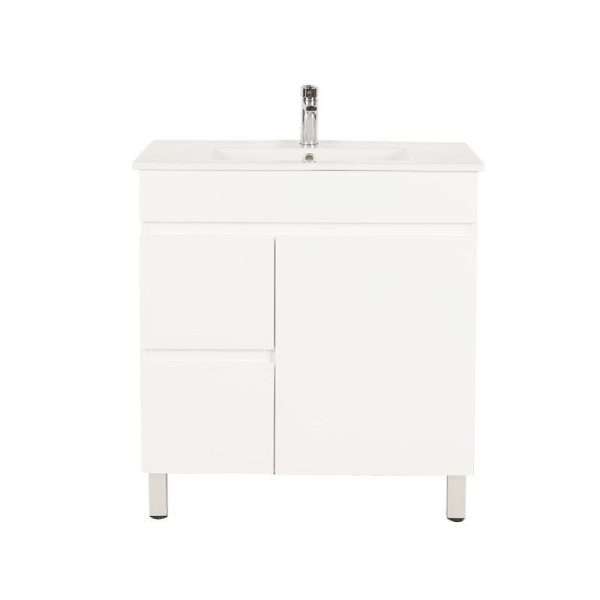 [50497] 750*450*710mm Freestangding Gloss White PVC Vanity Cabinet Only Left Drawer