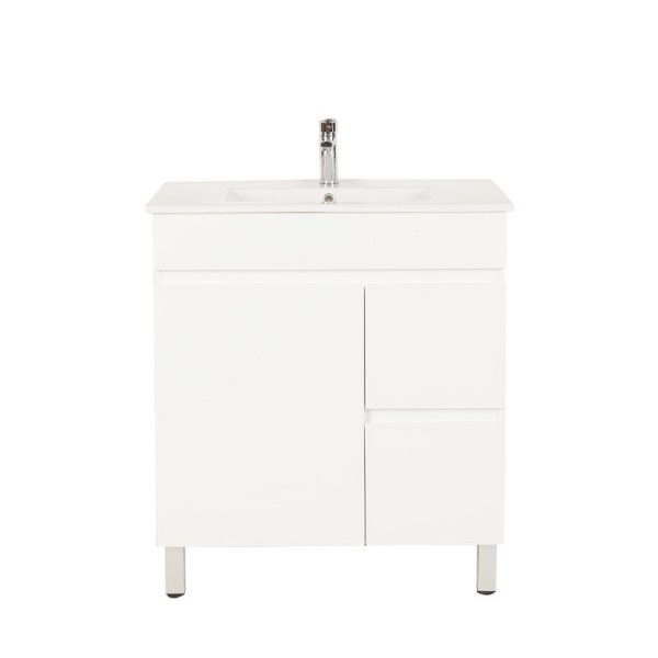 [50498] 750*450*710mm Freestangding Gloss White PVC Vanity Cabinet Only Right Drawer