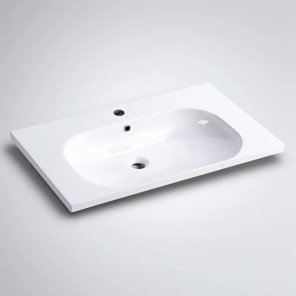 [90165/OT-750] 750*460*165mm Moon Basin Round Bowl Gloss White Ceramic Top