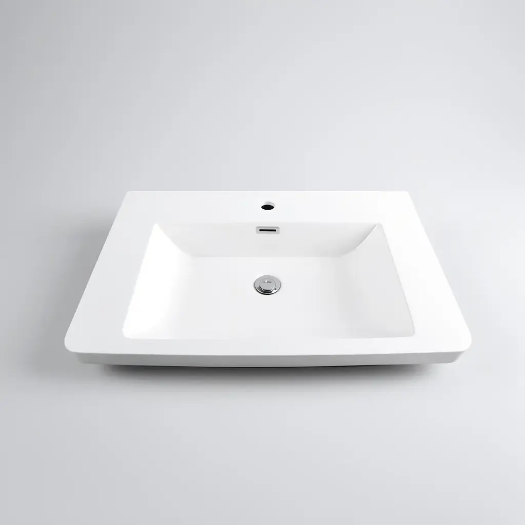 750mm O Shape Basin Poly Marble Top Round Edge