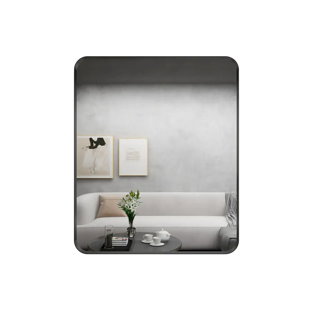 [85035/YS7590MB] 750x900mm Black Framed Rectangle Mirror