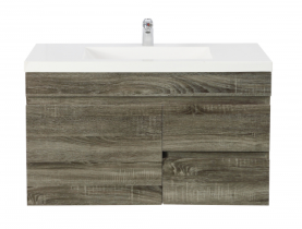 750mm Slim Dark Grey MDF Wall Hung Bathroom Vanity Cabinet Only RightDrawer PVC Vacuum Filmed