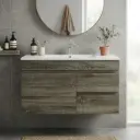 750mm Slim Dark Grey MDF Wall Hung Bathroom Vanity Cabinet Only RightDrawer PVC Vacuum Filmed